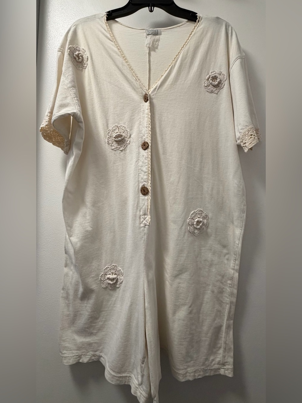 La Senza Y2K Lingerie Cream Crochet Floral Romper Lounge Playsuit